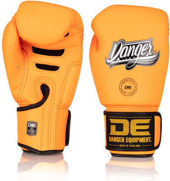 Danger Equipment Boxhandschuhe Leder für Kampf Orange