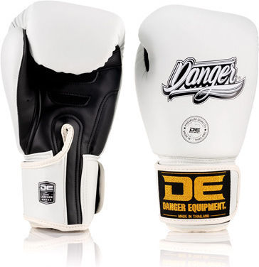 Danger Equipment Boxhandschuhe Leder für Kampf Weiß