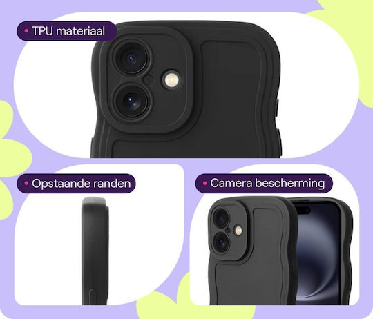 HappyCase Umschlag Rückseite Silikon Schwarz (iPhone 16)