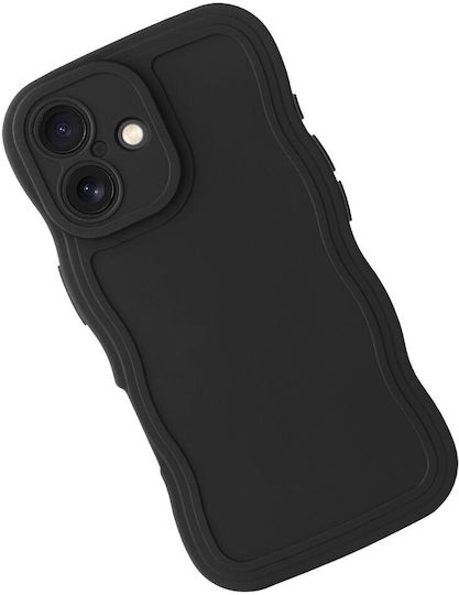 HappyCase Umschlag Rückseite Silikon Schwarz (iPhone 16)