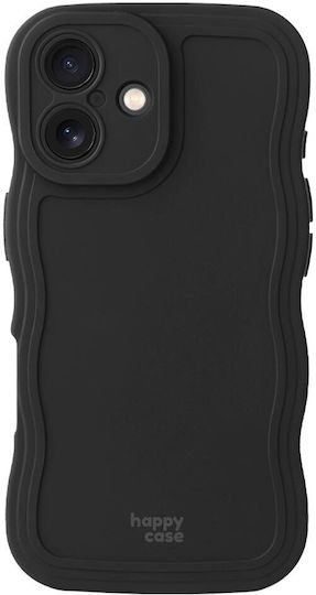 HappyCase Umschlag Rückseite Silikon Schwarz (iPhone 16)
