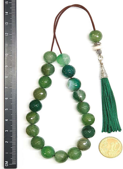 Roloi Komboloi Agate Worry Beads Green 30cm