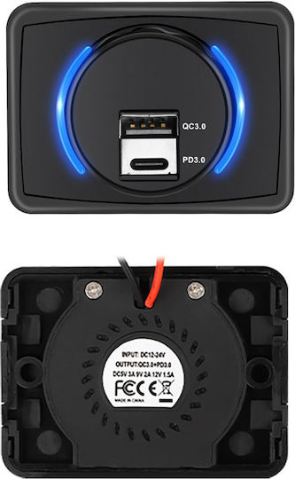 Powertech Πρίζα Usb Σκάφη & Οχήματα Ptl-027 Usb & Usb-c Ptl-027