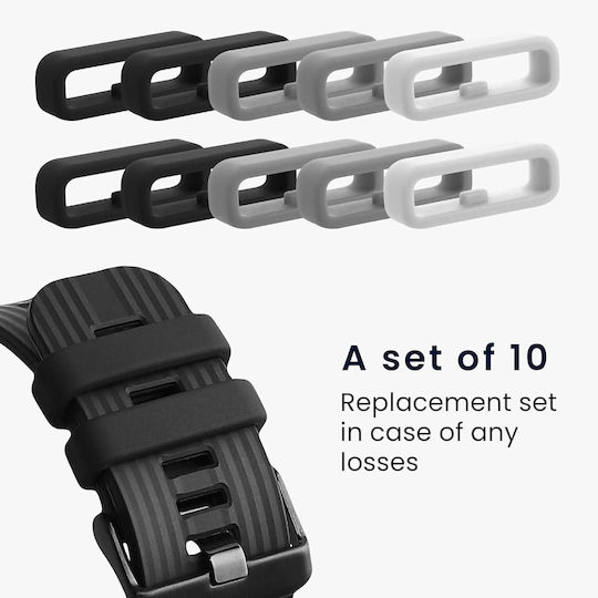KWmobile Θηλιές Σιλικόνης για Λουράκια Smartwatch 20mm 10 Τεμάχια - Grey / Black / White