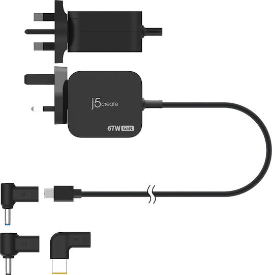 J5create USB-C Laptop Charger 67W for Apple / HP with Detachable Power Cable
