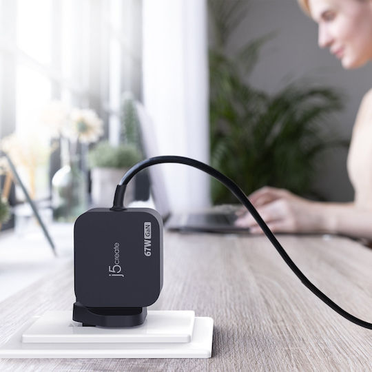 J5create USB-C Laptop Charger 67W for Apple / HP with Detachable Power Cable