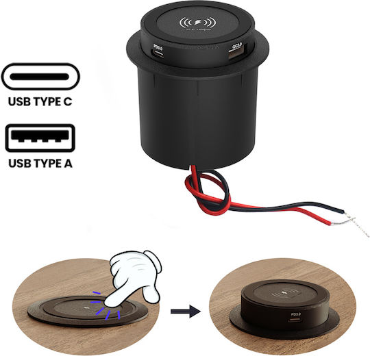 Powertech Πολύπριζο με USB-A και USB-C