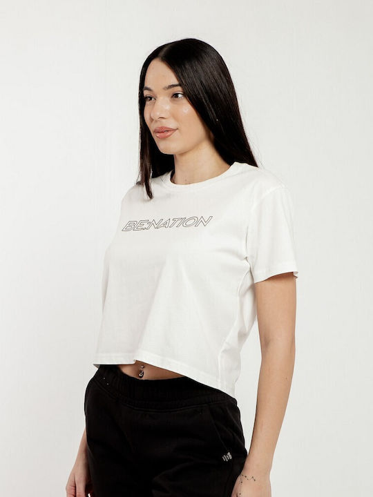 Γυναικείο Crop Top Βαμβακερό Κοντομάνικο Λευκό
