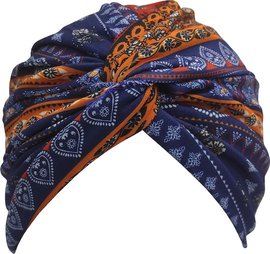 Brims Trims Women's Turban Orange Blue