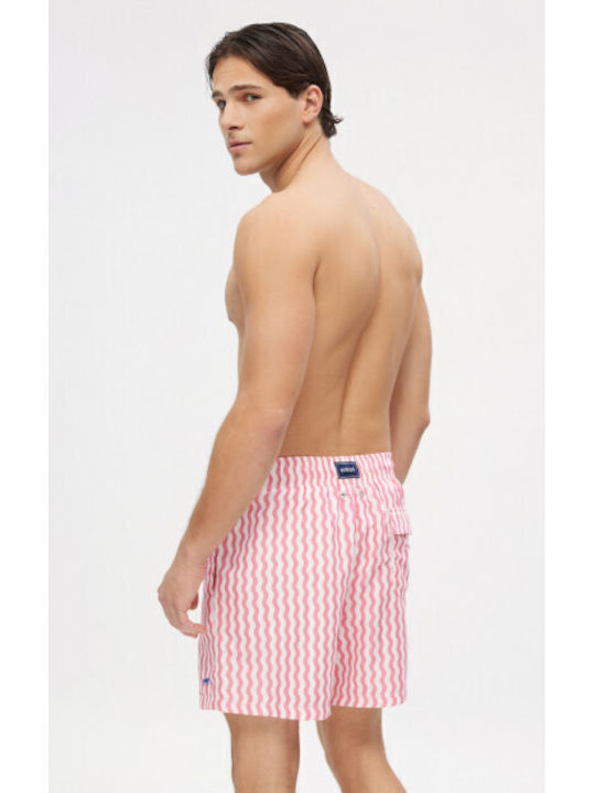 Costum De Baie Bărbați Bermude Roz Waves Cu Modele