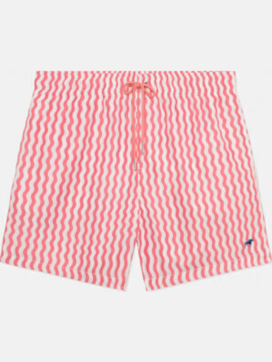 Costum De Baie Bărbați Bermude Roz Waves Cu Modele