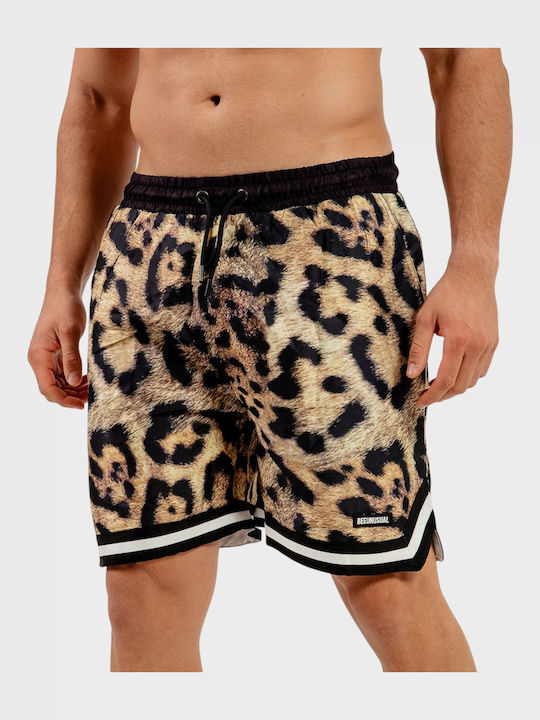 Men's Swimwear Shorts Black - Brown with Patterns