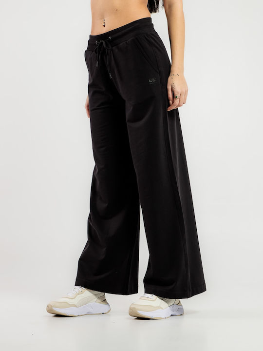 Terry Pantaloni de Trening cu pantaloni evazati Negru