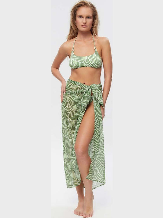 Γυναικείο Παρεό-μαντήλι Minerva Beachwear Green White One Size Γυναικείο Παρεό-μαντήλι Minerva Beachwear Green White One Size