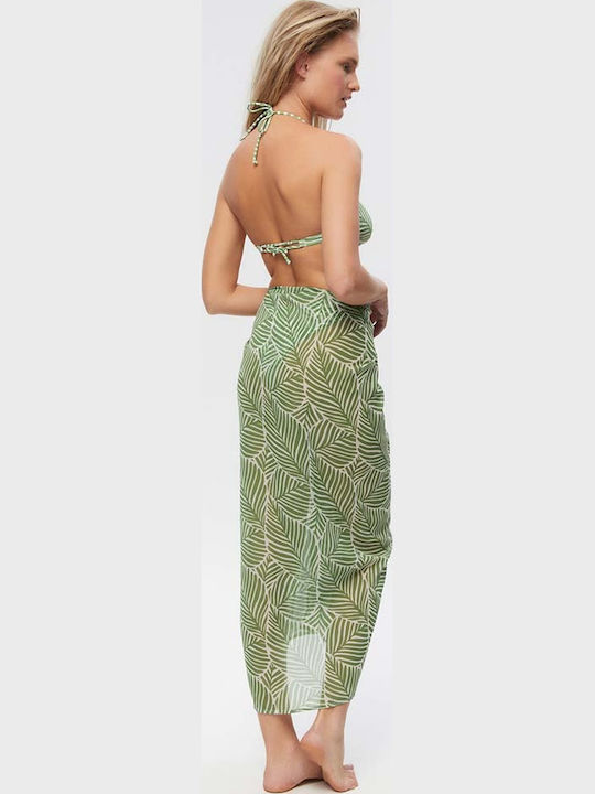 Γυναικείο Παρεό-μαντήλι Minerva Beachwear Green White One Size