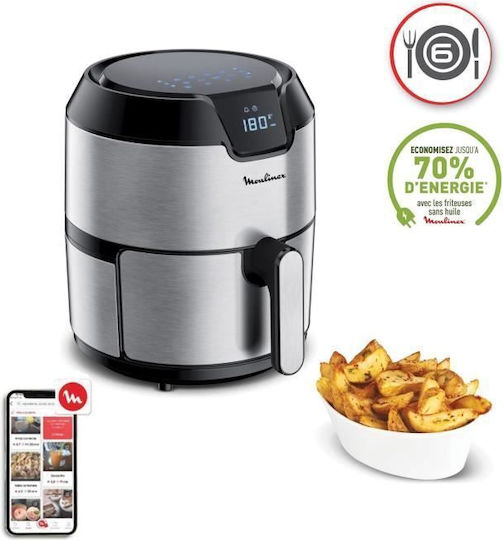 Moulinex Easy Fry Deluxe Air Fryer 4lt Ασημί