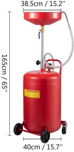 Pneumatic Oil Recuperator 80 L Capacity Adjustable Height 4 Wheels Max 4 Bar