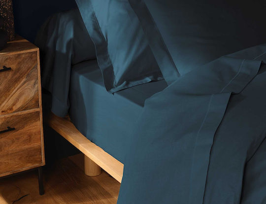 Sheet Super-Double with Elastic 160x200+30cm. L-c Lina Blue