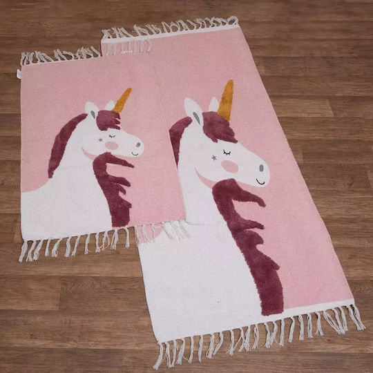 Viopros Παιδικό Χαλί Μονόκερος Ροζ 70x140cm