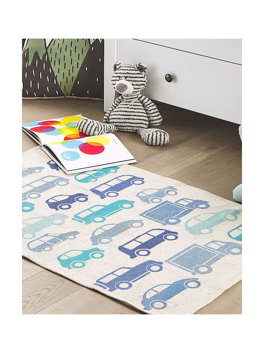 Beliani Παιδικό Χαλί Cars Βαμβακερό Μπλε 60x90cm