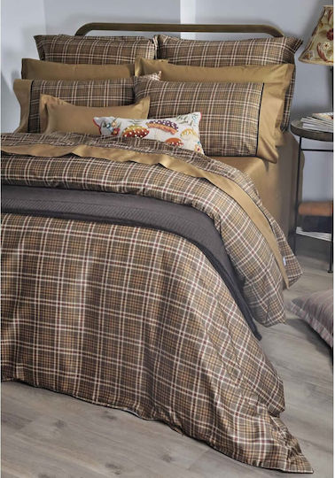 Down Town Home Carreaux Σετ Σεντόνια Υπέρδιπλα 245x280εκ. Gold (4τμχ)