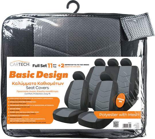 Cartech Σετ Καλύμματα Αυτοκινήτου 11τμχ Πολυεστερικά Μαύρα