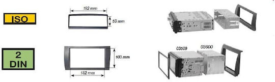 Phonocar DIN Fascia Panels 2 Din Front Panel R/CD for Alfa Romeo Mito 2014 Grey/Silver for Alfa Romeo Mito