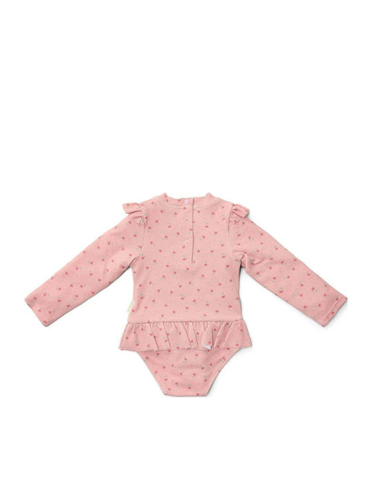 Little Dutch Flowers Παιδικό Μαγιό Ολόσωμο με Μακρύ Μανίκι Blush
