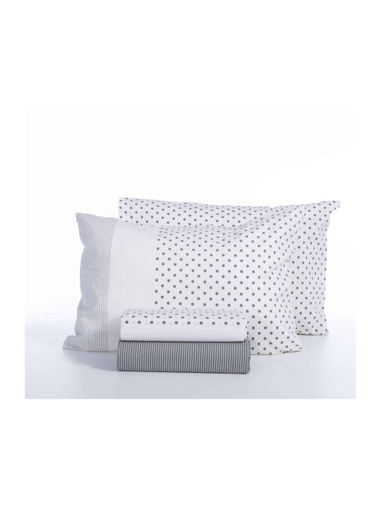 Nef-Nef Homeware Bettwäsche-Set King Size mit Gummiband 180x200+35cm. Donter Gray 4Stück