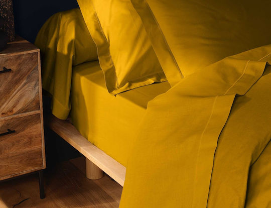 Douceur d'Intérieur Lina Σεντόνι Υπέρδιπλο με Λάστιχο 160x200εκ. Curry