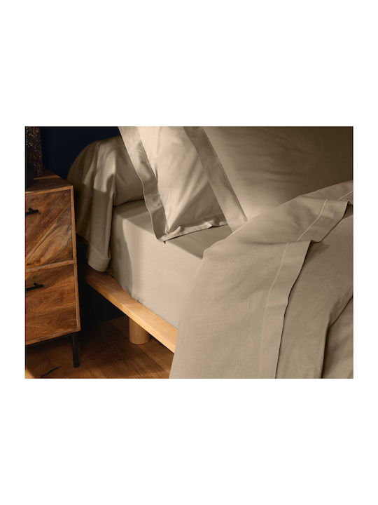 Douceur d'Intérieur Sheet for Single Bed with Elastic 90x190cm. Lina Sand
