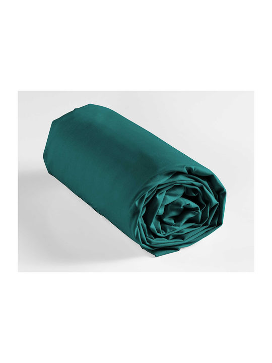 Douceur d'Intérieur Sheet for Single Bed with Elastic 90x190cm. Lina Emerald Green