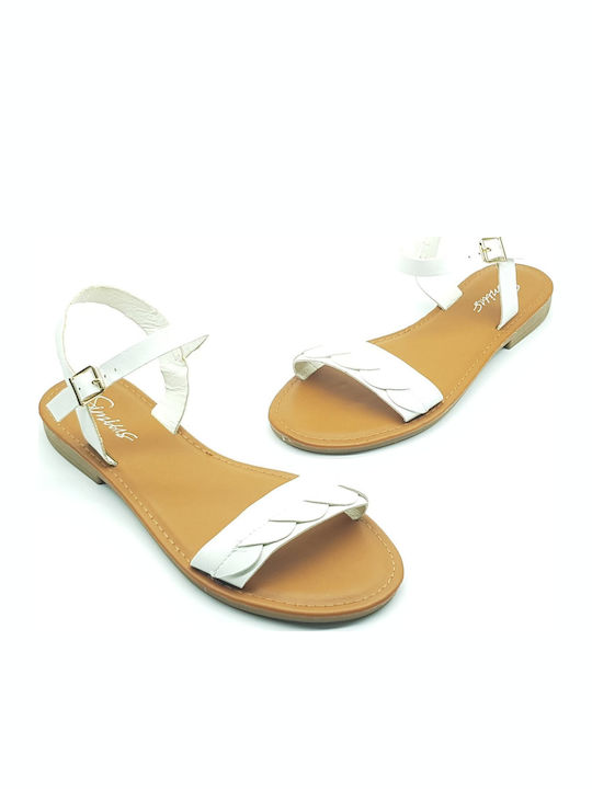 Flache Sandalen für Damen in Weiß Farbe