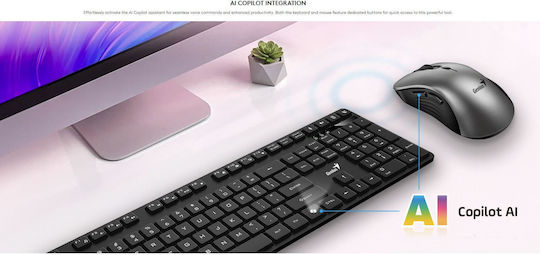 Genius KM-8216S Wireless Keyboard & Mouse Set English UK Wireless AI+Voice Typing