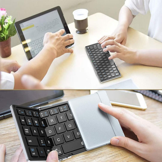 iClever BoostType IC-BK03 Ασύρματο Bluetooth Πληκτρολόγιο με Touchpad Αγγλικό US Foldable
