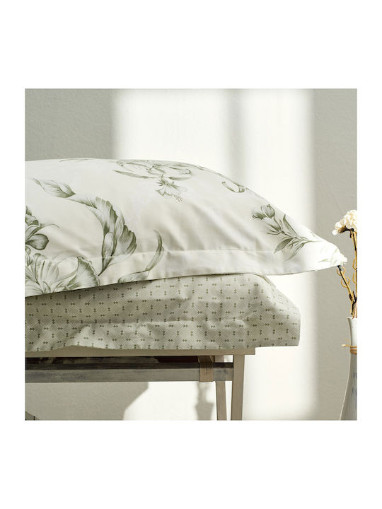 Vesta Home Sheet Sets Queen 240x270cm. Victoria Bay Leaf Mint 4pcs