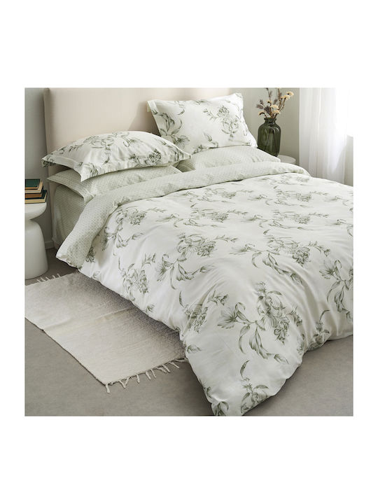 Vesta Home Sheet Sets Queen 240x270cm. Victoria Bay Leaf Mint 4pcs