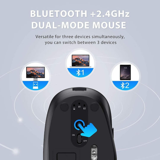 iClever IC-DK03 Kabellos Bluetooth Tastatur & Maus Set Englisch US Gray