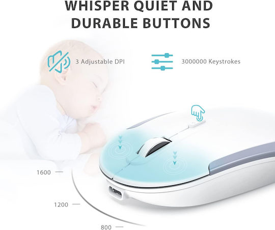 iClever IC-GK08 Fără fir Bluetooth Set tastatură și mouse Engleză US Argintiu
