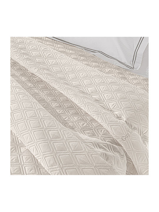 Guy Laroche Honour Set Coverlet Queen Size Microsatin Ivory 240x250cm 3pcs