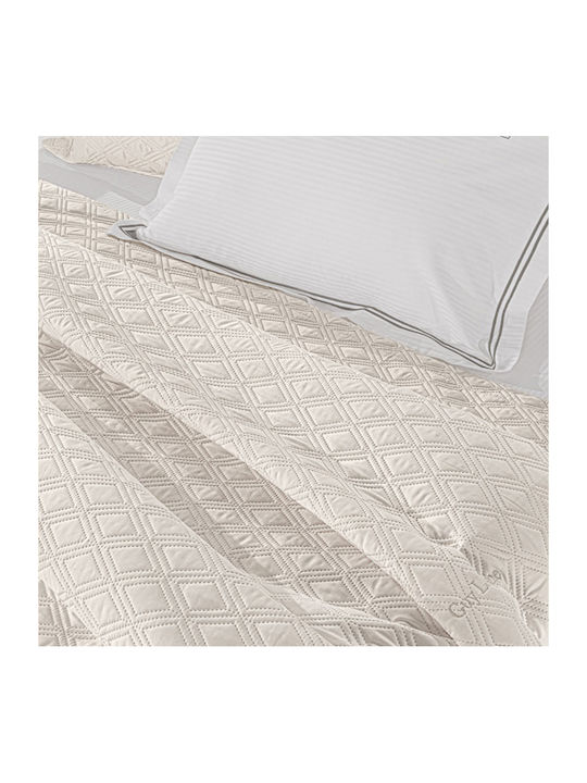 Guy Laroche Honour Set Coverlet Queen Size Microsatin Ivory 240x250cm 3pcs