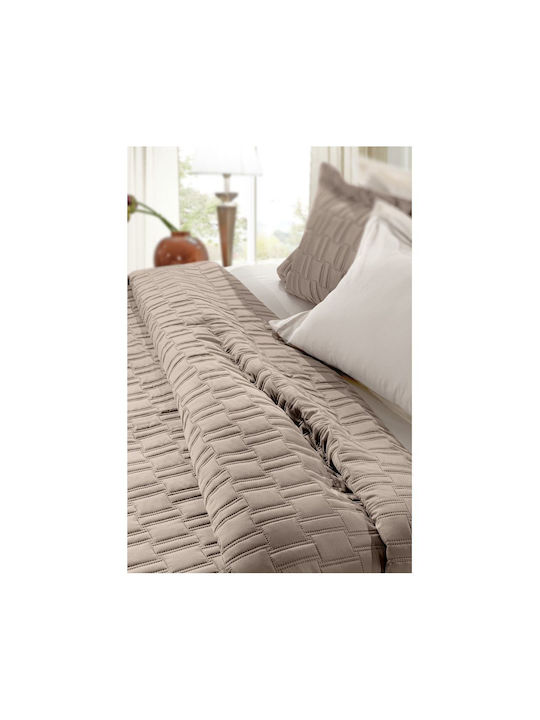 Guy Laroche Brick Σετ Κουβερλί Υπέρδιπλο Microsatin Brick - Taupe 240x250cm 3τμχ