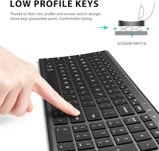 iClever IC-BK10 Ασύρματο Bluetooth Πληκτρολόγιο Αγγλικό US Γκρι