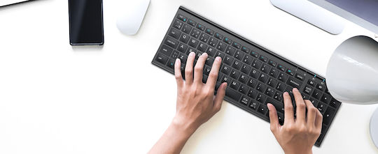 iClever IC-BK10 Ασύρματο Bluetooth Πληκτρολόγιο Αγγλικό US Γκρι