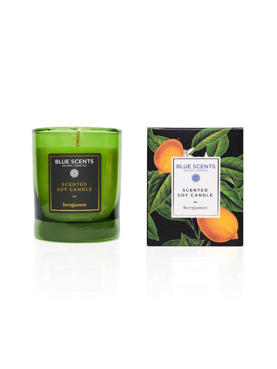 Blue Scents Aromatisches Soja-Kerze im Gefäß mit Bergamotte Parfüm Beigefarbe 145gr