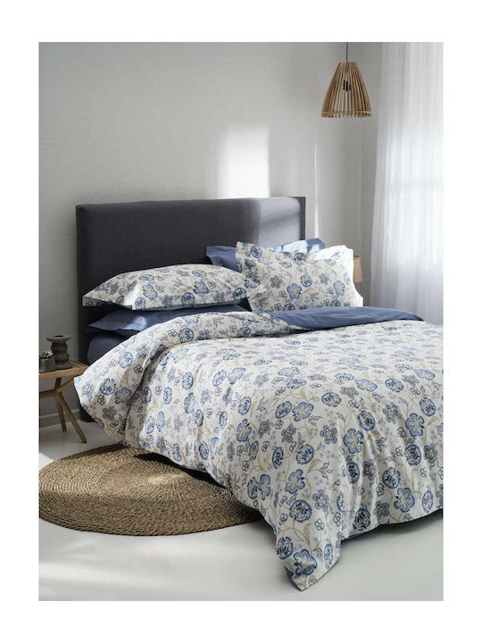 Vesta Home Como 1 Coverlet King Size Cotton Satin Blue 270x270cm