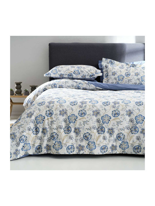Vesta Home Como 1 Coverlet King Size Cotton Satin Blue 270x270cm