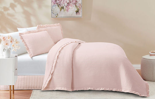 Liolios Home Armony Tagesdecken Übergröße Pink 240x260cm 3Stücke