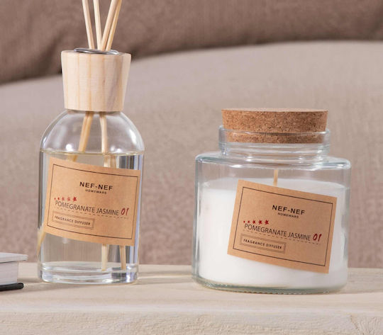 Nef-Nef Homeware Aromatic Candle in Jar with Pomegranate Jasmine Scent 300g