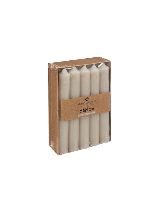 Atmosphera Decorative Taper Candle Taupe 16cm 45gr 10 Pieces